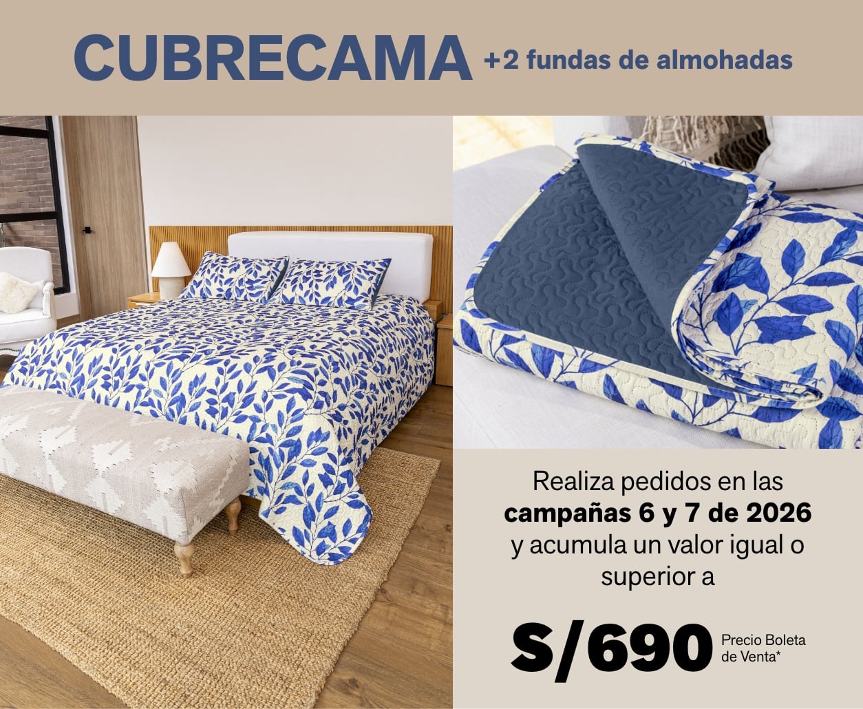 Cubrecama + 2 fundas de almohadas