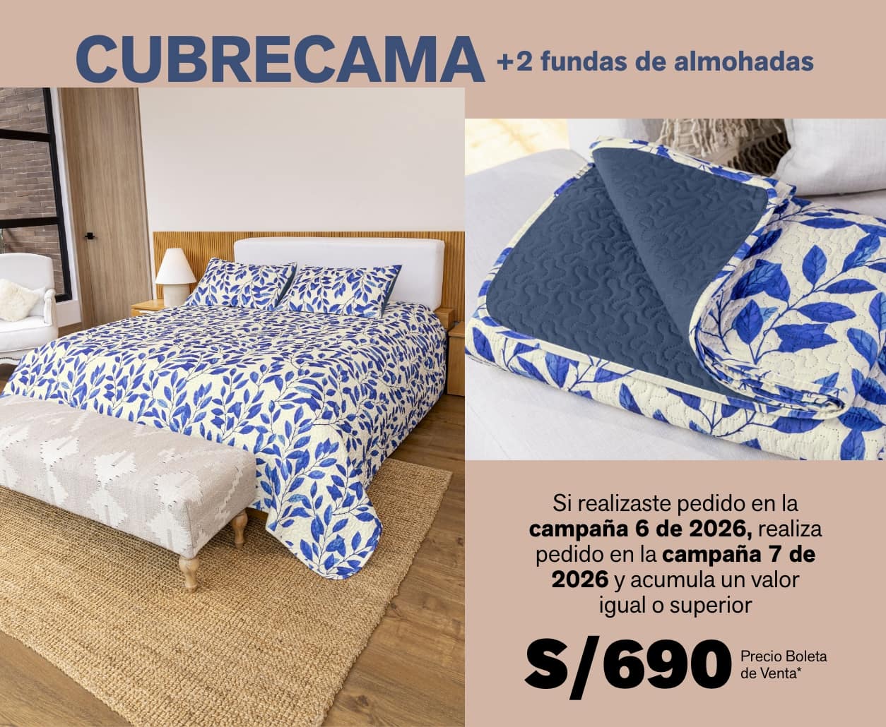 Cubrecama + 2 fundas de almohadas
